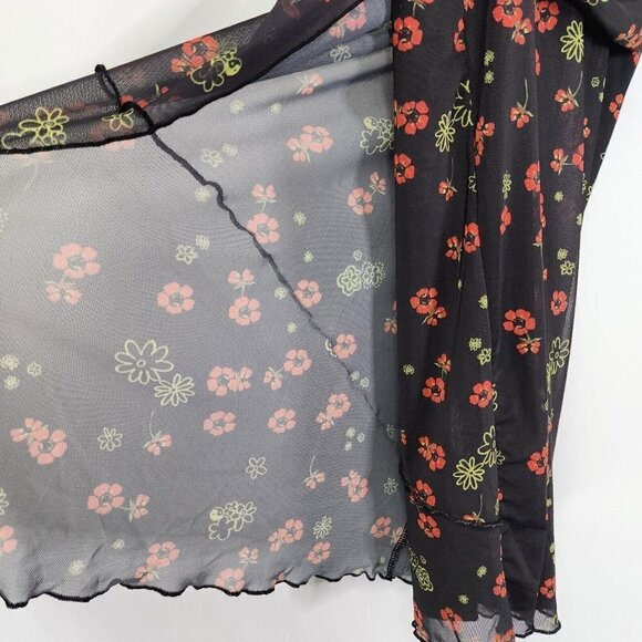 Urban Outfitters NWOT Bright Side Lace‎ Up Mini Dress Black Multi Floral Print S - Picture 13 of 16